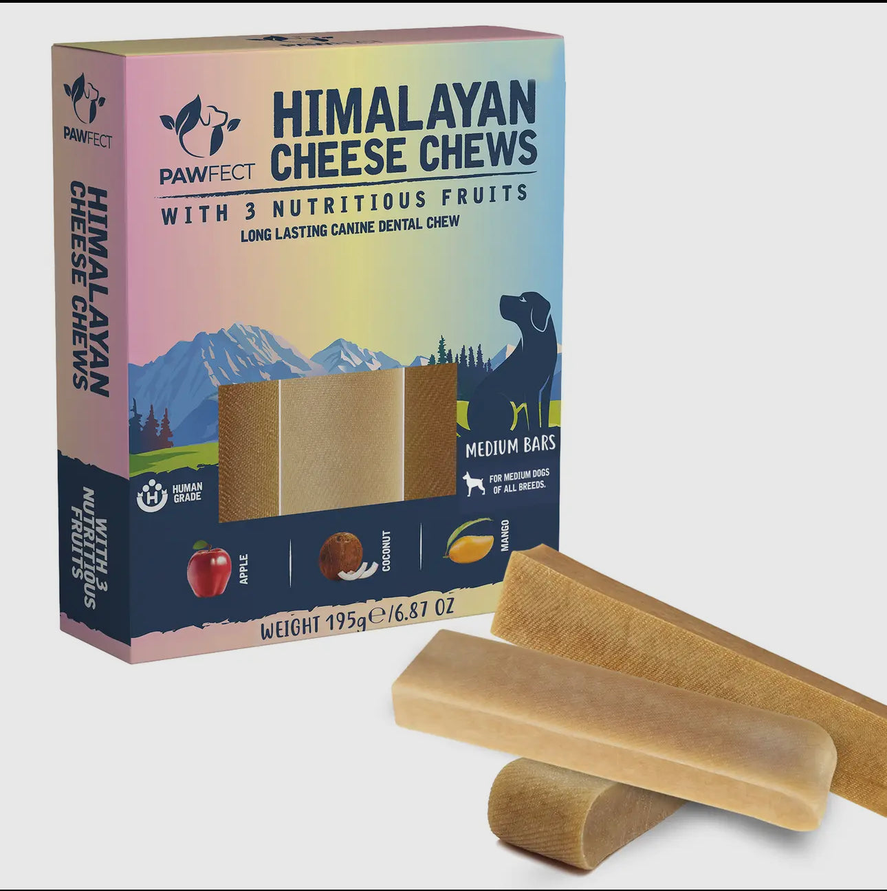 Himalayan Cheese Dental Chew Bar with Mixed Fruits (3 bars of 65g)
