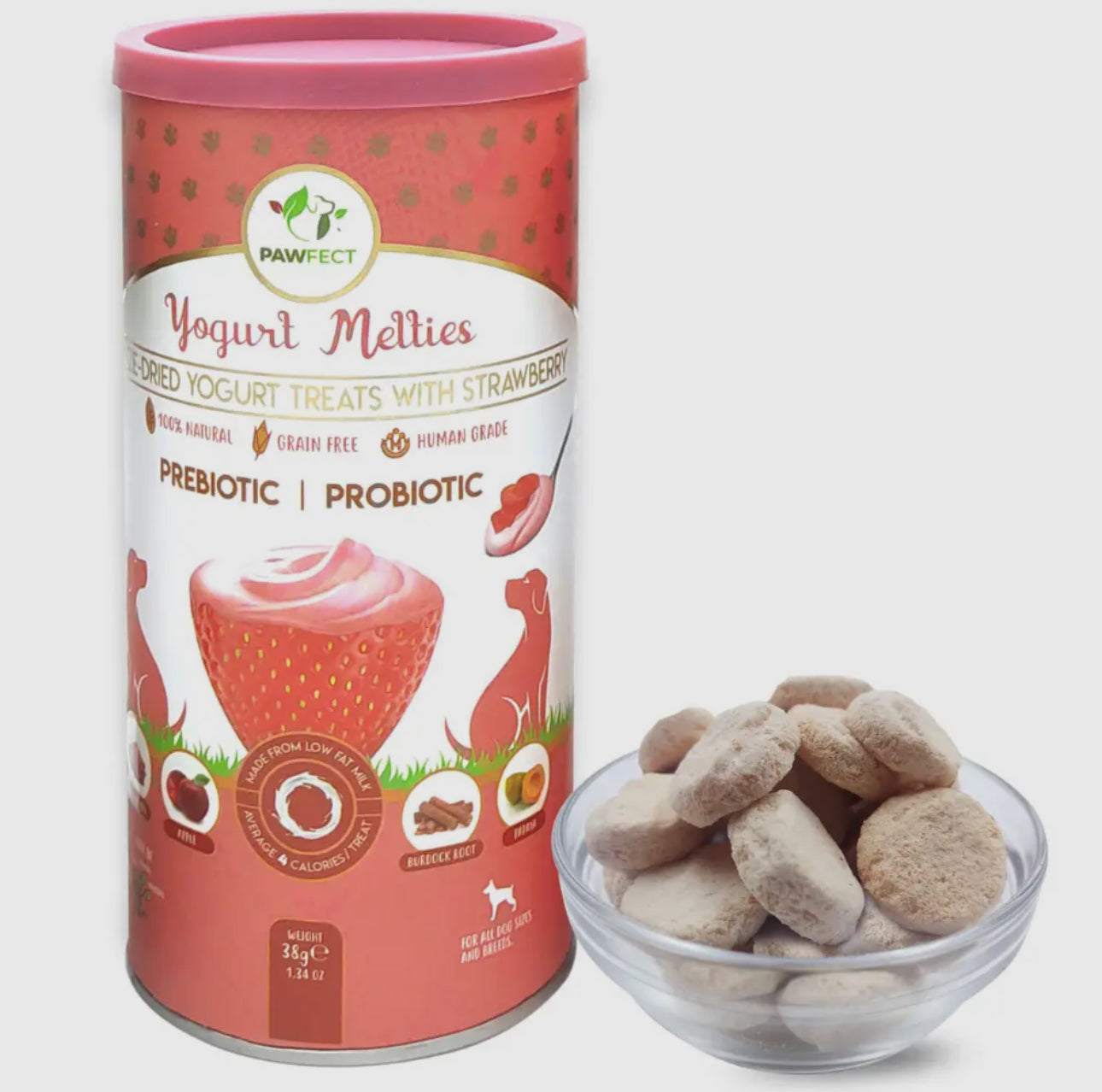 Yogurt Melties With Strawberries, Apple, Burdock Root & Papaya For Dogs