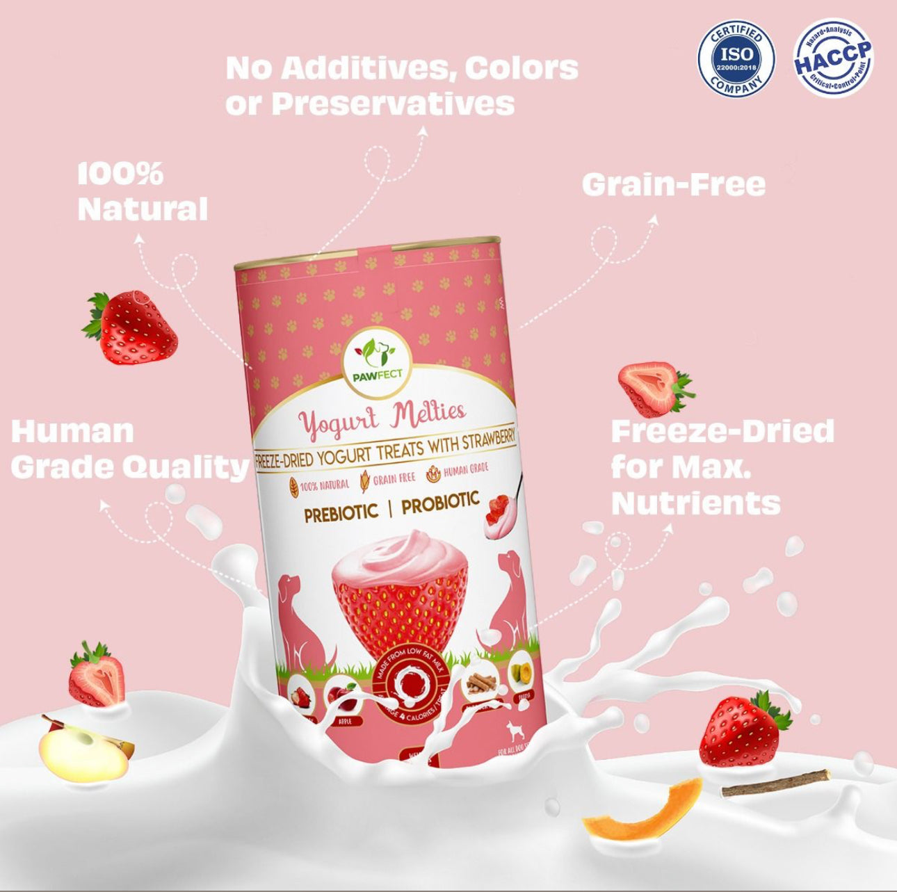 Yogurt Melties With Strawberries, Apple, Burdock Root & Papaya For Dogs