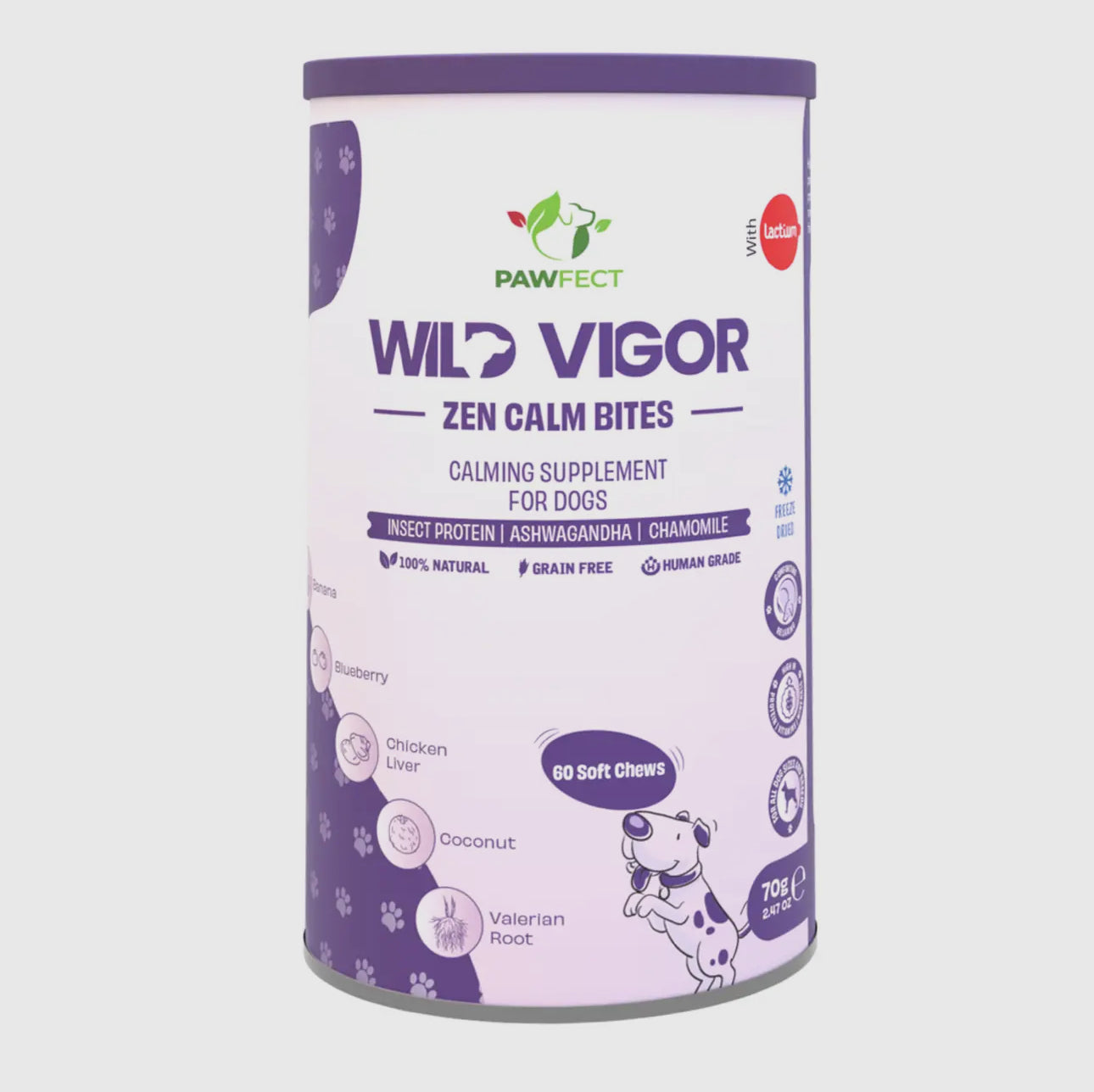 Pawfect Wild Vigor Zen Calm Bites (70g/2.46oz) | Calming Supplement for Dogs | Insect Protein | Ashwagandha | Chamomile