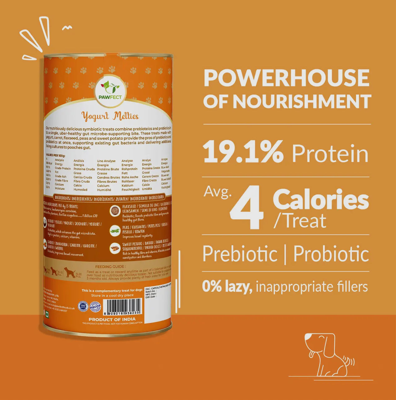 Yogurt Melties With Carrot, Flaxseed, Peas & Sweet Potato For Dogs