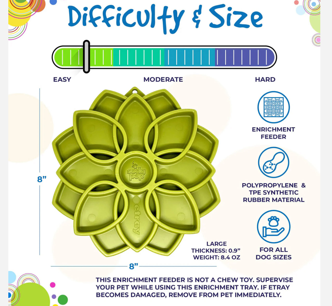 MANDALA DESIGN ETRAY ENRICHMENT SHALLOW SLOW FEEDER DOG BOWL