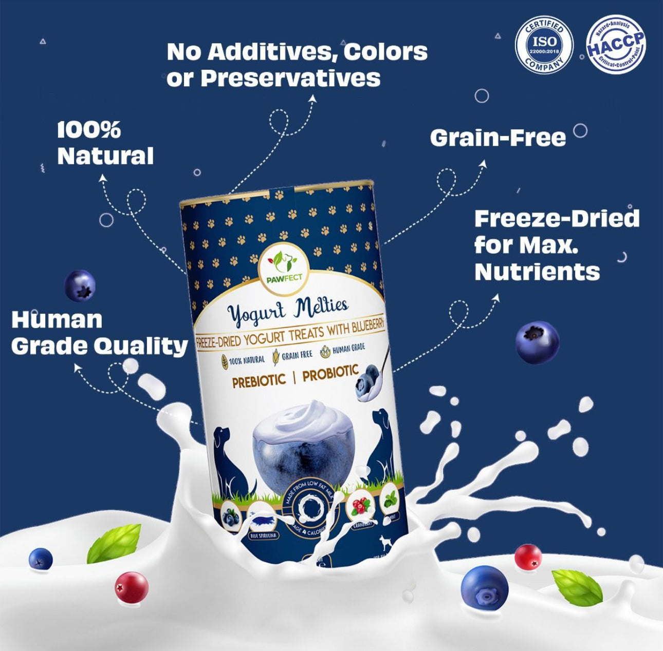 Yogurt Melties With Blueberries, Blue Spirulina, Cranberries & Mint For Dogs