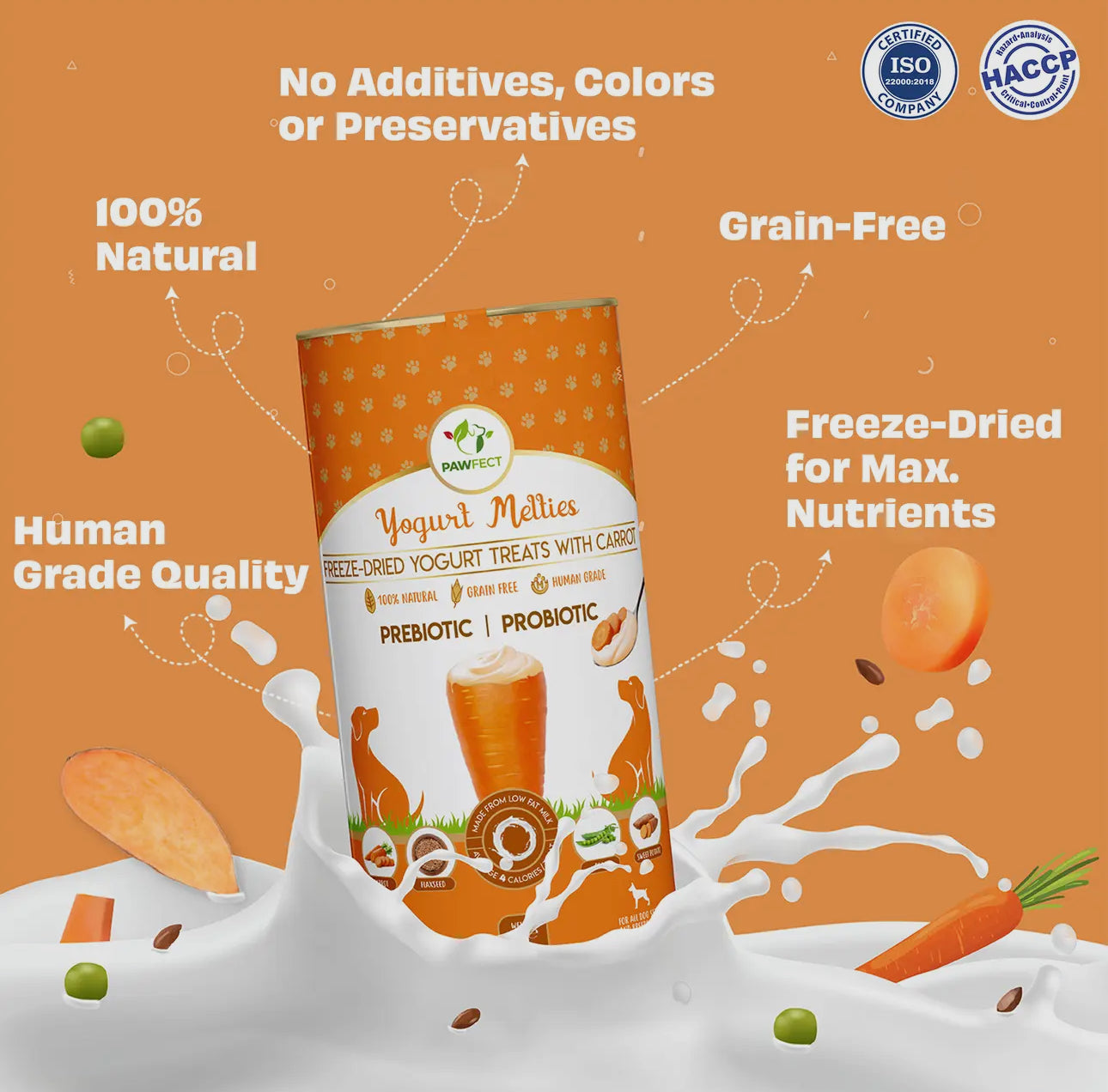 Yogurt Melties With Carrot, Flaxseed, Peas & Sweet Potato For Dogs