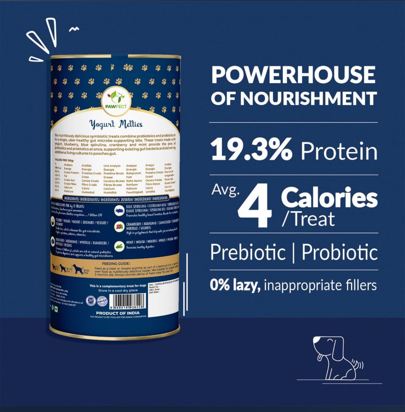 Yogurt Melties With Blueberries, Blue Spirulina, Cranberries & Mint For Dogs