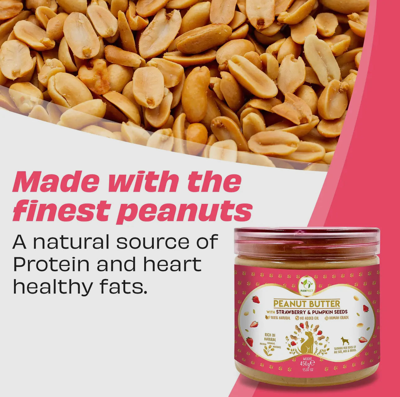 100% Natural Peanut Butter For Dogs-Strawberries & Pumpkin Seeds -275g