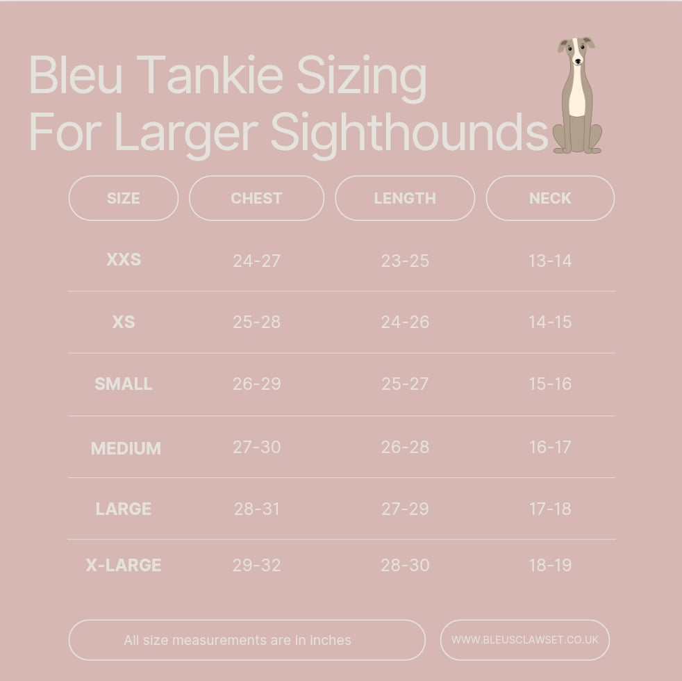 Bleu's Tankie In Various Colours For Greyhounds Please Leave Colour Option In Order Notes