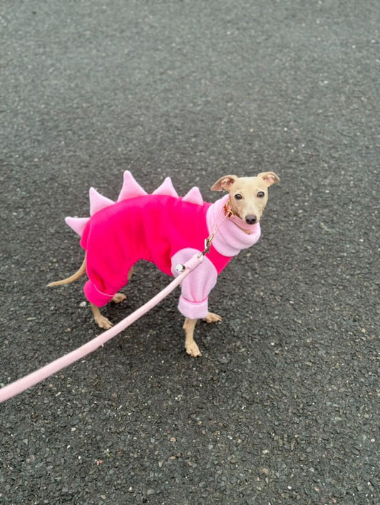 The “Biscuit” Purely Pink Dinosaur Onesie For Iggies & Whippets