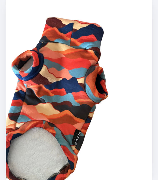 Mountain Print Bright Soft Fur Lined Thick Fleece Jumper Dachshund/Small Breed Tankie