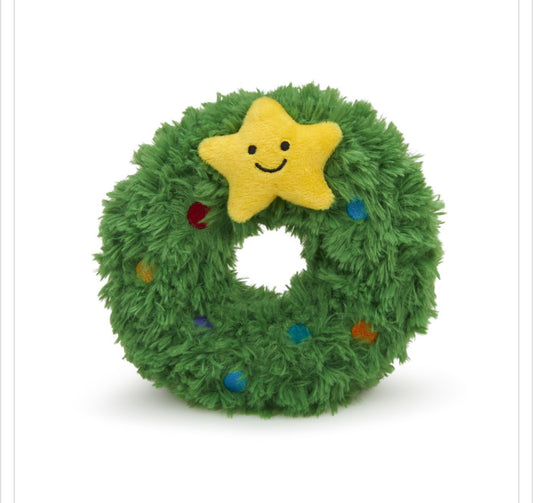 REMY WREATH PLUSH & RUBBER CHRISTMAS DOG TOY
