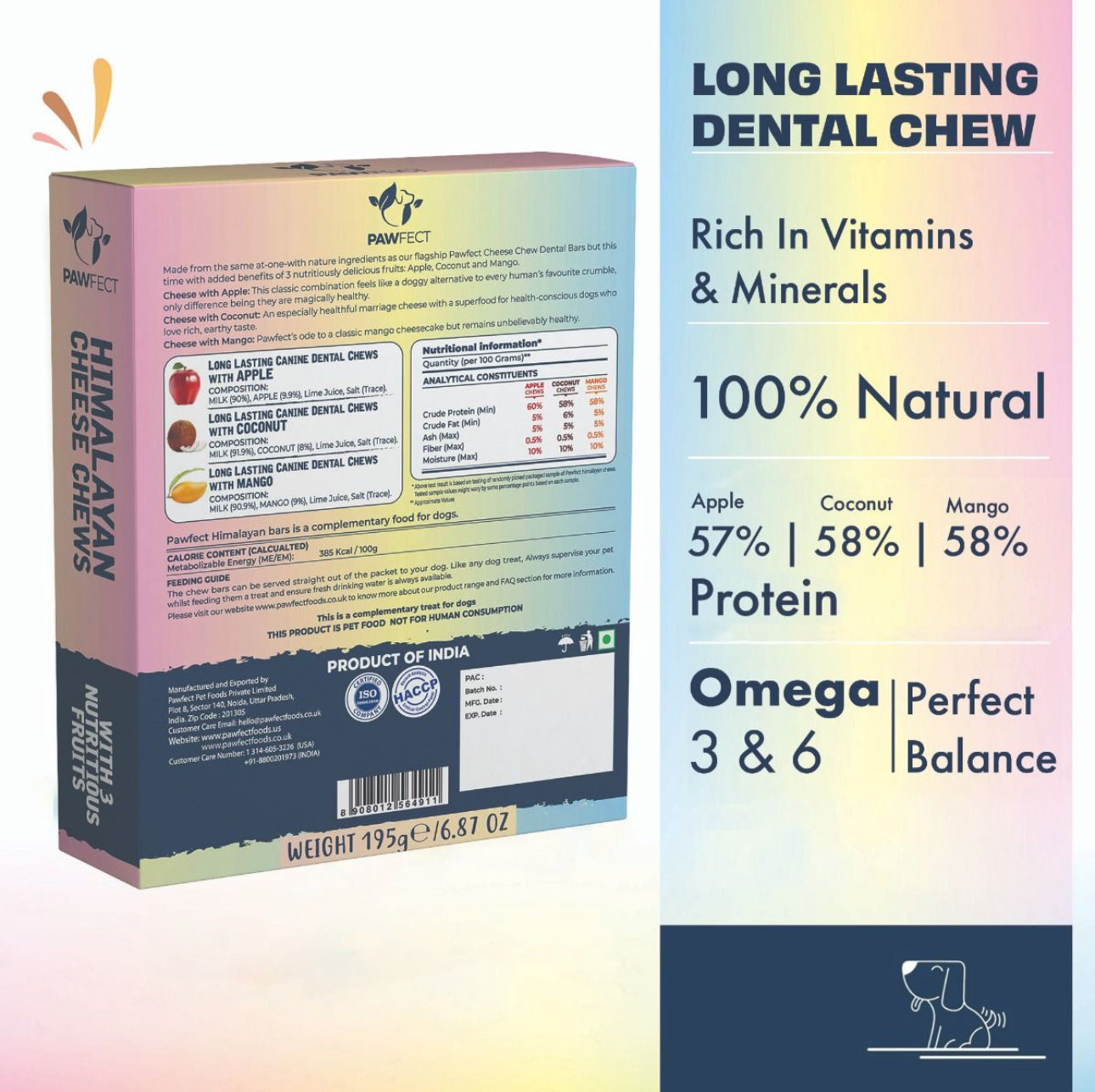 Himalayan Cheese Dental Chew Bar with Mixed Fruits (3 bars of 65g)