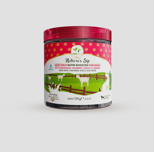 Nature's Sip for Dogs: Goat's Milk with Pomegranate & Cranberry (120g/4.23oz) Pet Container