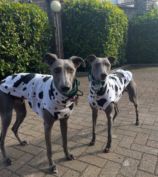 Cow Print Bleu Fleece Tankie For Whippets