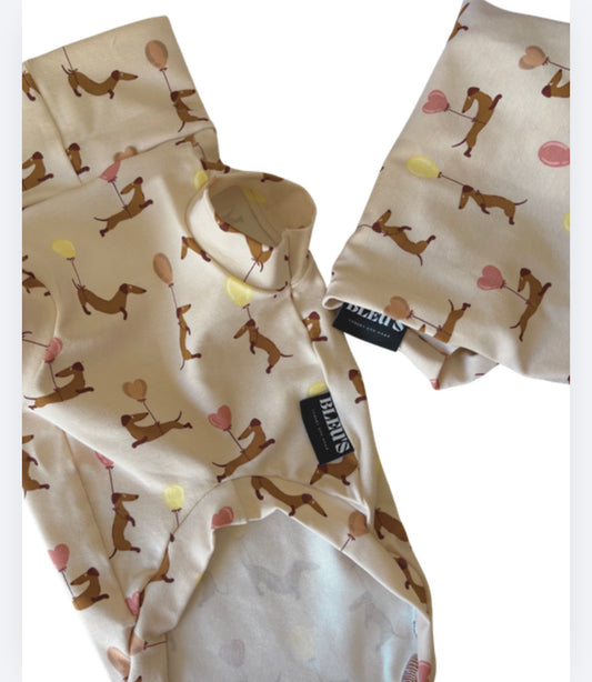 Party Sausage Jersey Dachshund Tankie Pink & Lemon