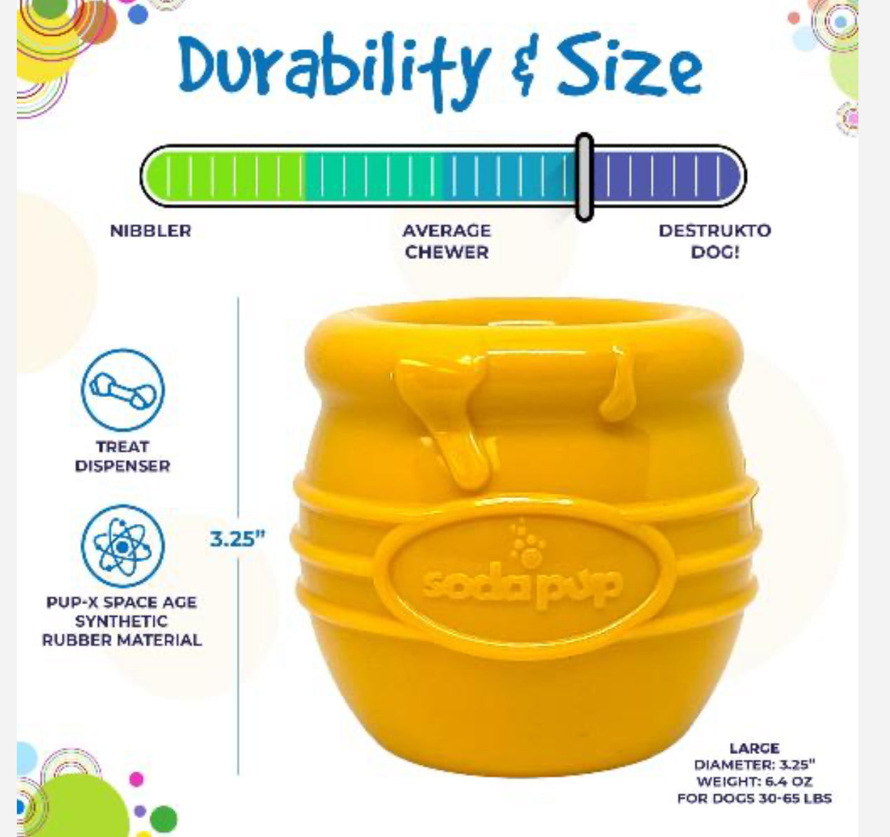 HONEY POT DURABLE PUP-X RUBBER ECUP TREAT DISPENSER & ENRICHMENT TOY LARGE