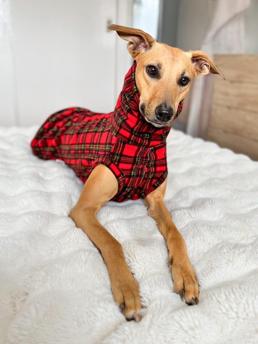 Red Tartan Whippet Polar Fleece Tankie