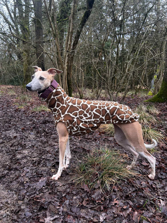 Giraffe Print Fleece Tankie For Iggies, whippets & larger sighthounds