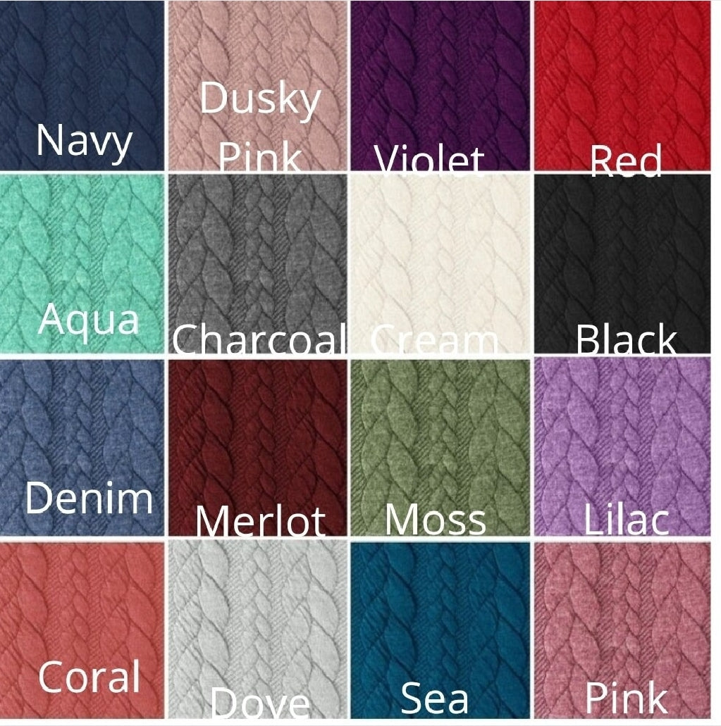 Cable Knit Jersey Dachshund/Small Breed (leave colour choice at checkout)