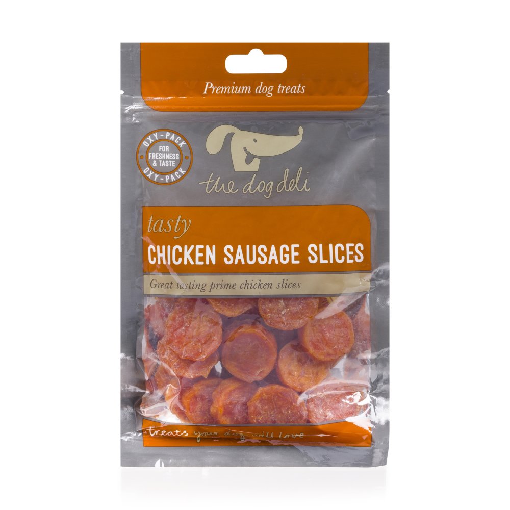 DOG DELI 100G CHICKEN SAUSAGE SLICES DOG TREATS